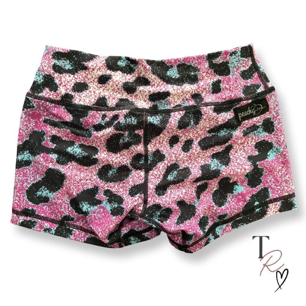 Peachy Athletic NWT Peach Perfect Animal Print Workout Booty Shorts Size Medium